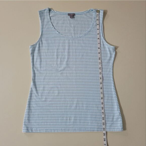 J. Jill Women's Blue and White Mini Stripe Tank Top - Picture 4 of 8